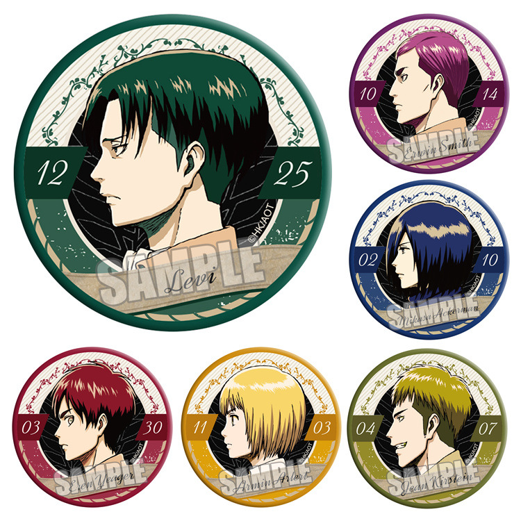 Anime Merchandise Types - Набор аниме-значков «Атака Титанов»: Леви Аккерман,